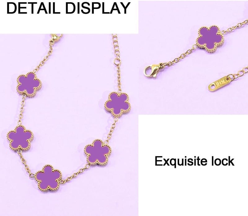 FLY FEI 18K Gold-Plated Four Leaf Clover Bracelet for Women,Adjustable lucky Bracelet Set Jewelry Gift-Hypoallergenic Charm for Birthdays, Wellness & Daily Wear - Image 4